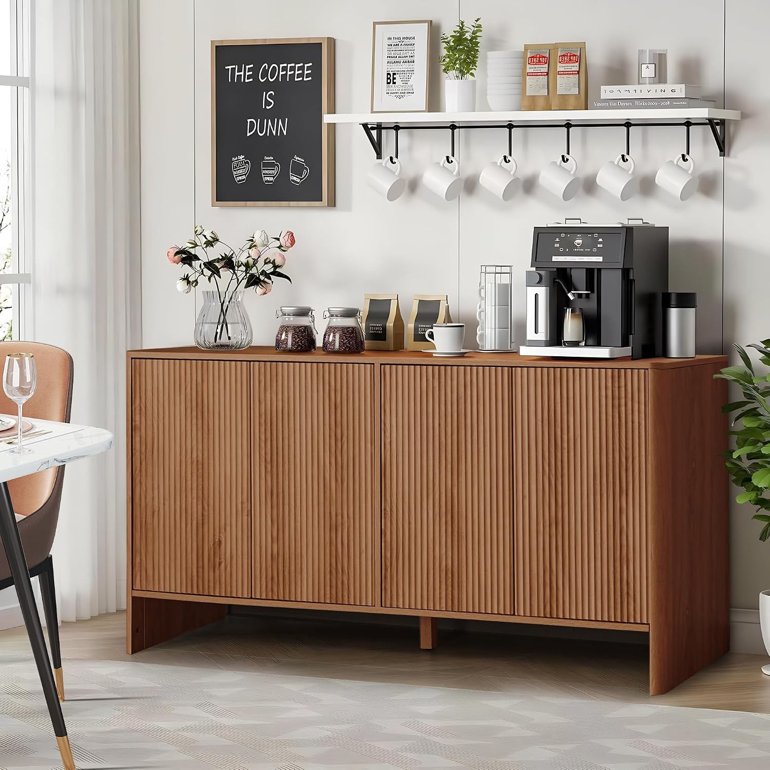 Credenza Office Storage - 호두나무 소재의 사이드보드 수납장, 중세풍 디자인의