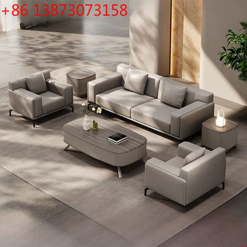 Office Furniture First - 가죽 사무실 소파 조합 리셉션 공간