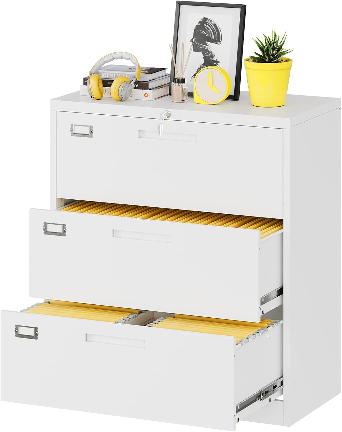 측면 서류 캐비닛, 3단 서랍 금속 파일 정리함, 홈  - Credenza Office Storage 리뷰 및 가격