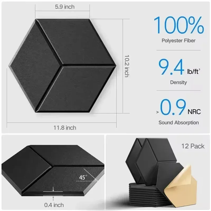 12 Pcs 자체 접착식 육각형 방음 폼 패널 홈 스튜 - Office Furniture Plan 리뷰 및 가격