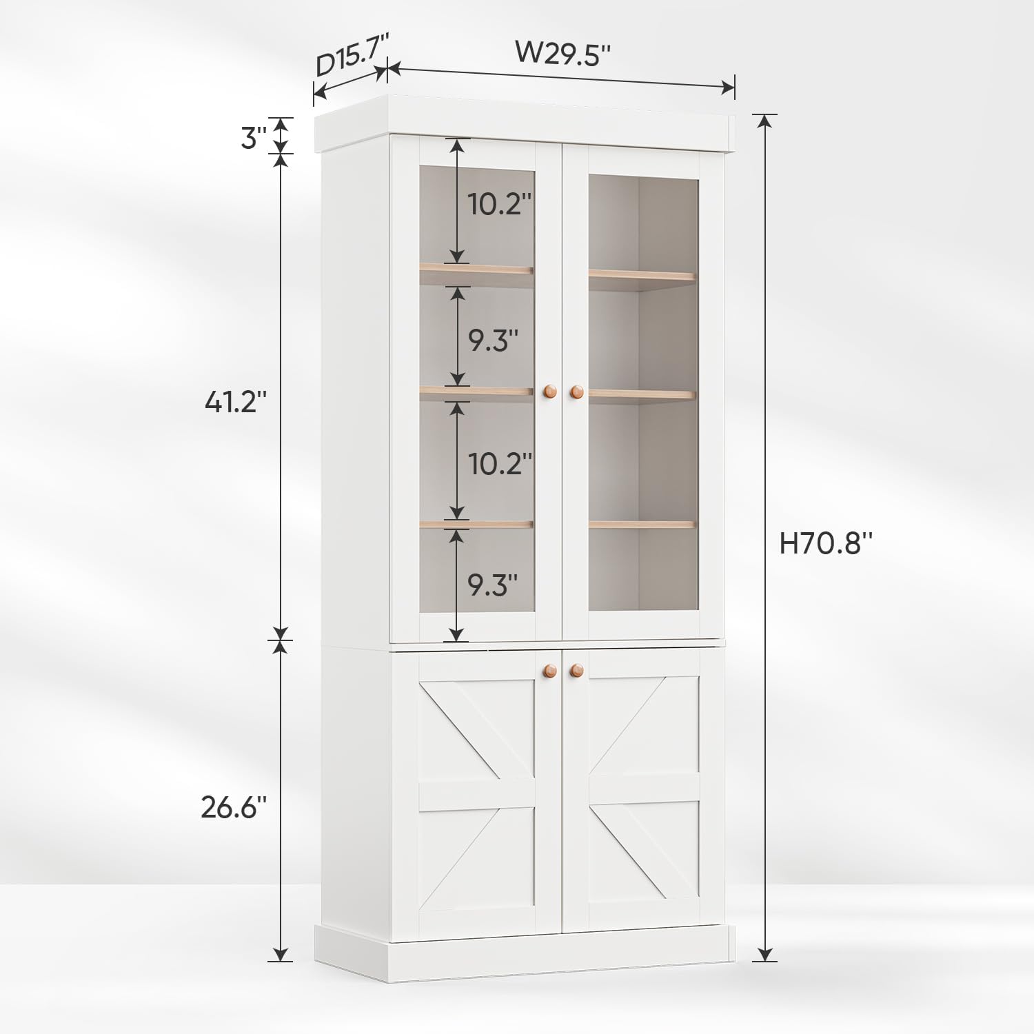 높은 농가 스타일 책장 디스플레이 캐비닛, 모듈형 책장 - Credenza Office Storage 리뷰 및 가격